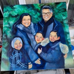 Family portrait from any photo  or your cherished pet, vacation  paint on canvas